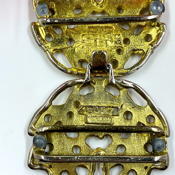 Made in Italy Signed & Serialized Vintage Floral Design Art Nouveau Belt Buckle - Picture 6 of 7